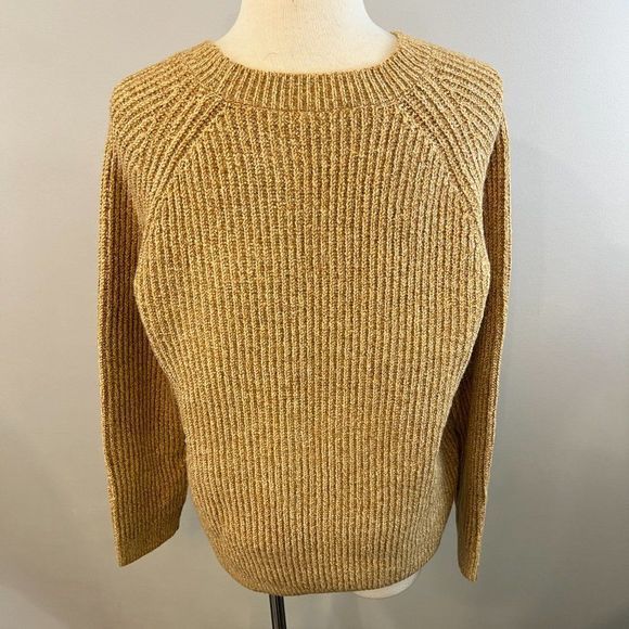 NWOT BP Plaited Stitch Recycled Blend Crewneck Sweater in Tan Boulder (S) - Picture 8 of 12